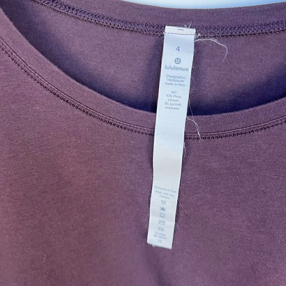 Lululemon Long Sleeve Shirt Asymmetrical Hem Dark Purple Top women’s size 4